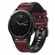 leer + siliconen bandje - Bordeaux - Garmin Tactix 8 - 51mm