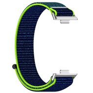 Sport loop nylon bandje - Blauw met lime groen - Huawei Watch Fit 5 / 4 / 3