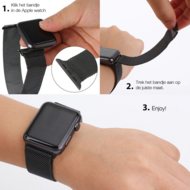 Milanese RVS bandje - Zwart - Geschikt voor Apple Watch 44mm / 45mm&nbsp;/ 46mm / 49mm