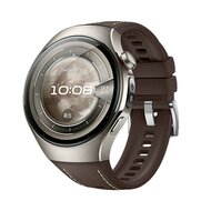 Hybride leer &amp; siliconen band 'True Fit' - Bruin - Huawei Watch 5 - 46mm