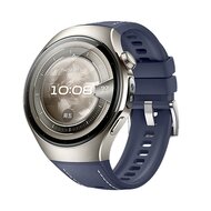 Hybride leer &amp; siliconen band 'True Fit' - Donkerblauw - Huawei Watch 5 - 46mm
