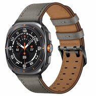 Leren band met twin gesp - Grijs - Samsung Galaxy Watch 8 Classic - 46mm