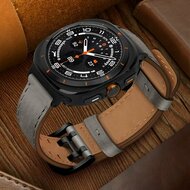 Leren band met twin gesp - Grijs - Samsung Galaxy Watch 8 Classic - 46mm