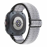 Elastische solo loop nylon bandje - Wit met zwart - Samsung Galaxy Watch 8 Classic - 46mm