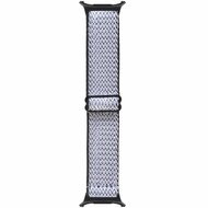 Elastische solo loop nylon bandje - Wit met zwart - Samsung Galaxy Watch 8 Classic - 46mm