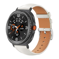 Leren bandje met zwarte connector - Roomwit - Samsung Galaxy Watch 8 - 40mm / 44mm