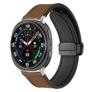 Leer + siliconen bandje - Donkerbruin - Samsung Galaxy Watch 8 - 40mm / 44mm