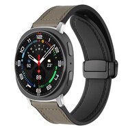 Leer + siliconen bandje - Grijs - Samsung Galaxy Watch 8 - 40mm / 44mm