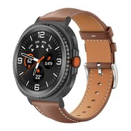 Leren bandje met zwarte connector - Bruin - Samsung Galaxy Watch 8 Classic - 46mm