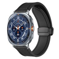 Leer + siliconen bandje - Zwart - Samsung Galaxy Watch Ultra - 47mm