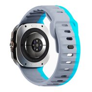 Wave siliconen bandje - Grijs met blauw - Samsung Galaxy Watch Ultra / Ultra 2 - 47mm