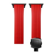 Redefine siliconen band - Rood (zwarte sluiting) - Geschikt voor Apple Watch 44mm / 45mm / 46mm / 49mm