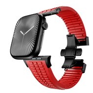Redefine siliconen band - Rood (zwarte sluiting) - Geschikt voor Apple Watch 44mm / 45mm / 46mm / 49mm