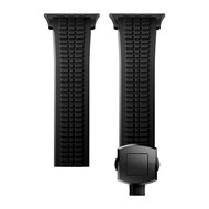 Redefine siliconen band - Zwart (zwarte sluiting) - Geschikt voor Apple Watch 44mm / 45mm / 46mm / 49mm