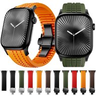 Redefine siliconen band - Zwart (zwarte sluiting) - Geschikt voor Apple Watch 44mm / 45mm / 46mm / 49mm