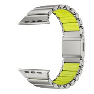Premium Stainless Steel / Siliconen band - Titanium met groen - Geschikt voor Apple Watch 44mm / 45mm&nbsp;/ 46mm / 49mm