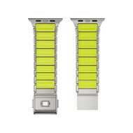 Premium Stainless Steel / Siliconen band - Titanium met groen - Geschikt voor Apple Watch 44mm / 45mm&nbsp;/ 46mm / 49mm