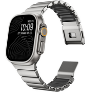 Premium Stainless Steel / Siliconen band - Titanium met zwart - Geschikt voor Apple Watch 44mm / 45mm&nbsp;/ 46mm / 49mm