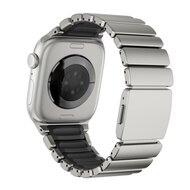 Premium Stainless Steel / Siliconen band - Titanium met zwart - Geschikt voor Apple Watch 44mm / 45mm&nbsp;/ 46mm / 49mm
