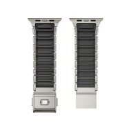 Premium Stainless Steel / Siliconen band - Titanium met zwart - Geschikt voor Apple Watch 44mm / 45mm&nbsp;/ 46mm / 49mm