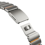 Premium Stainless Steel / Siliconen band - Titanium met oranje - Geschikt voor Apple Watch 44mm / 45mm&nbsp;/ 46mm / 49mm