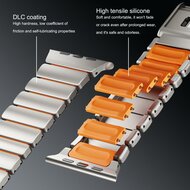Premium Stainless Steel / Siliconen band - Titanium met oranje - Geschikt voor Apple Watch 44mm / 45mm&nbsp;/ 46mm / 49mm