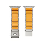 Premium Stainless Steel / Siliconen band - Titanium met oranje - Geschikt voor Apple Watch 44mm / 45mm&nbsp;/ 46mm / 49mm