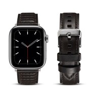 Oil Wax Leren band - Zwart - Geschikt voor Apple Watch 44mm / 45mm&nbsp;/ 46mm / 49mm
