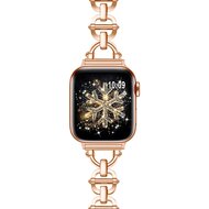 Metalen ladder schakelbandje - Champagne / ros&eacute; goud - Geschikt voor Apple watch 38mm / 40mm&nbsp;/ 41mm / 42mm