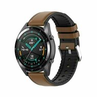 leer + siliconen bandje - Bruin - Huawei Watch 5 - 46mm