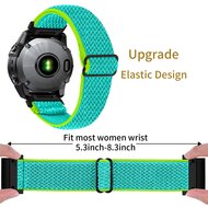 Elastische Solo Loop nylon bandje - Mintgroen met groen - Garmin Quatix 8 - 51mm