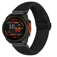 Elastische Solo Loop nylon bandje - Zwart - Garmin Quatix 8 - 51mm
