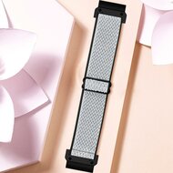 Elastische Solo Loop nylon bandje - Wit met zwart - Garmin Quatix 8 - 51mm