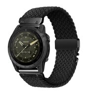 Braided nylon band met parachute sluiting - Zwart - Garmin Quatix 8 - 51mm