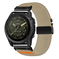 Nylon bandje met parachute sluiting - Beige - Garmin Quatix 8 - 51mm