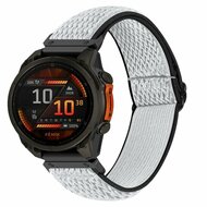 Elastische Solo Loop nylon bandje - Wit met zwart - Garmin Tactix 8 - 51mm