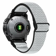 Elastische Solo Loop nylon bandje - Wit met zwart - Garmin Tactix 8 - 51mm
