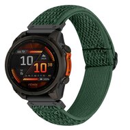 Elastische Solo Loop nylon bandje - Donkergroen - Garmin Quatix 8 - 51mm