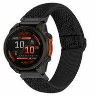 Elastische Solo Loop nylon bandje - Zwart - Garmin Quatix 8 - 47mm