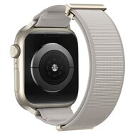 Magnetische nylon bandje - Zandgrijs - Geschikt voor Apple Watch 44mm / 45mm / 46mm / 49mm