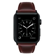 Luxe Echt Lederen bandje - Bordeaux bruin - Geschikt voor Apple Watch 38mm / 40mm / 41mm / 42mm