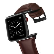 Luxe Echt Lederen bandje - Bordeaux bruin - Geschikt voor Apple Watch 38mm / 40mm / 41mm / 42mm