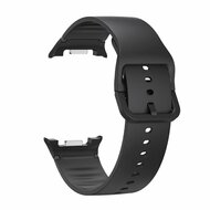 Soft siliconen band - Maat: S/M - Zwart - Samsung Galaxy Watch 9 - 40mm / 44mm