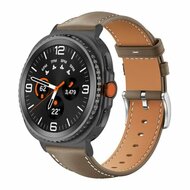 Leren bandje met zwarte connector - Grijsbruin - Samsung Galaxy Watch 9 - 40mm / 44mm