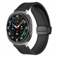 Leer + siliconen bandje - Zwart - Samsung Galaxy Watch 9 - 40mm / 44mm