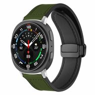 Leer + siliconen bandje - Groen - Samsung Galaxy Watch 9 - 40mm / 44mm