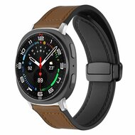Leer + siliconen bandje - Donkerbruin - Samsung Galaxy Watch 9 - 40mm / 44mm