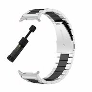 Stalen schakelband - Zilver met zwart - Samsung Galaxy Watch 9 - 40mm / 44mm