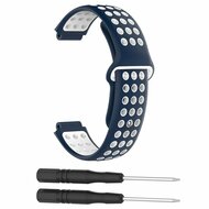 Siliconen sportbandje - Blauw + wit - Garmin Approach S20