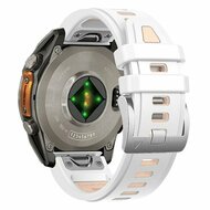 Siliconen bandje - Wit met zalmroze - Garmin Fenix 9 / 9 pro - 43mm